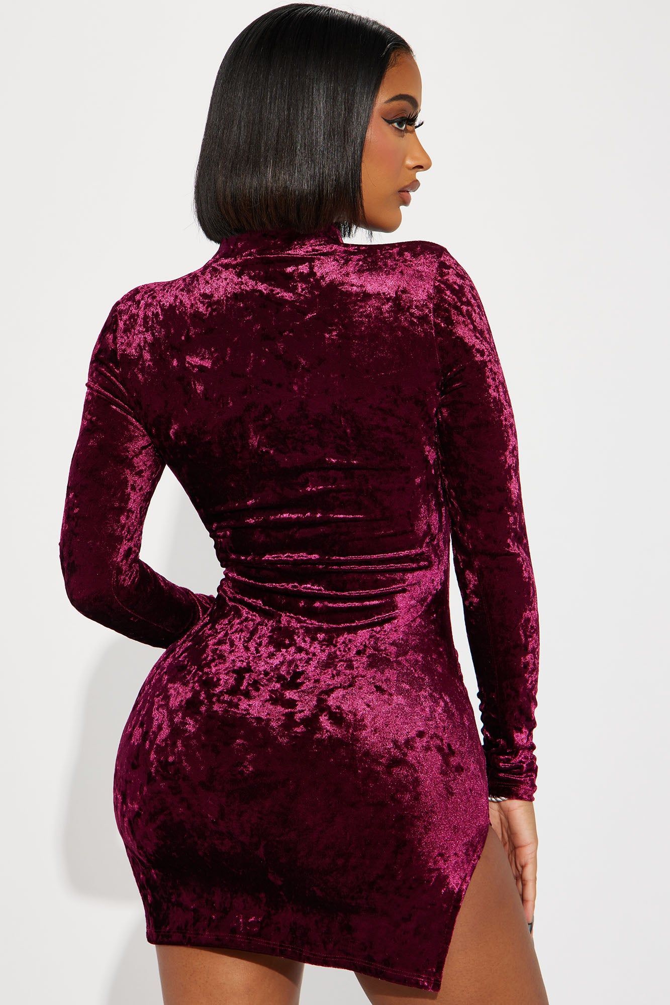 Desirae Velvet Mini Dress - Burgundy sold by Fashion Nova product image thumbnail 3