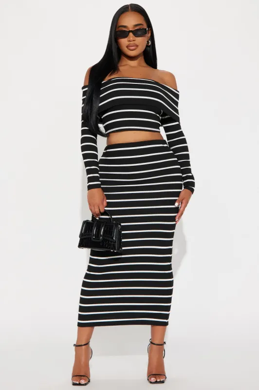 Adrian Stripe Skirt Set - Black/combo sold by Fashion Nova