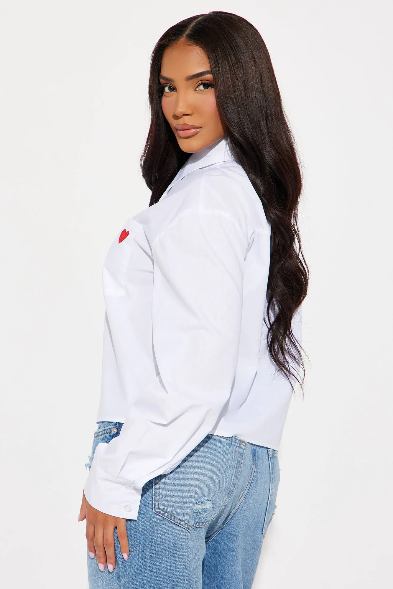 I Heart You Poplin Shirt - White sold by Fashion Nova product image thumbnail 4