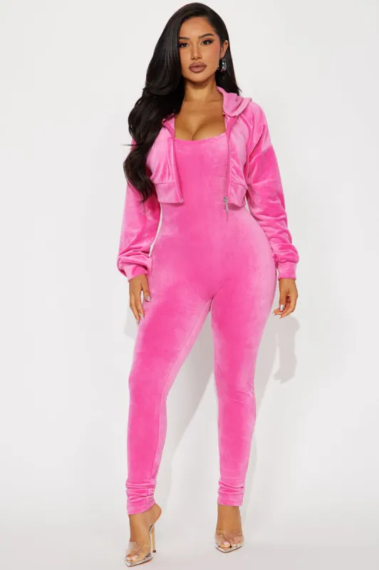 OG Lounge Girl Soft Velour Jumpsuit Set - Pink sold by Fashion Nova