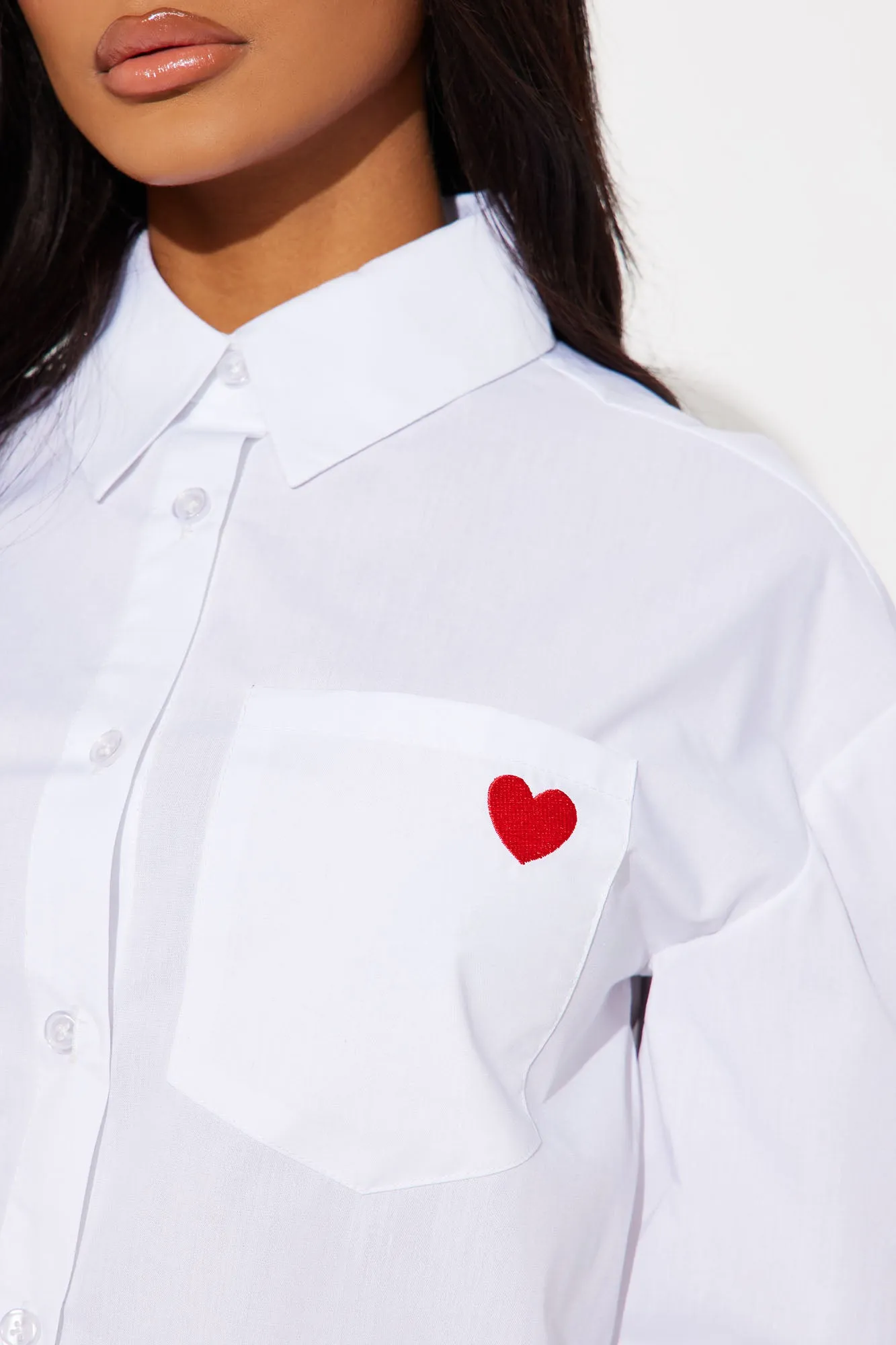I Heart You Poplin Shirt - White sold by Fashion Nova product image thumbnail 3