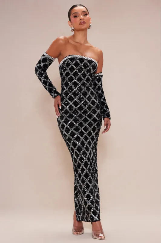 Timeless Sequin Maxi Dress Set - Black sold by Fashion Nova