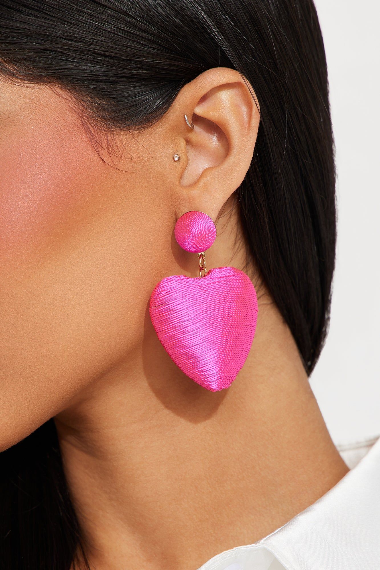 Puffer Heart Earrings - Pink sold by Fashion Nova