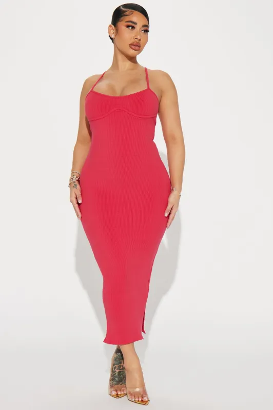 Mercedes Snatched Midi Dress - Raspberry sold by Fashion Nova
