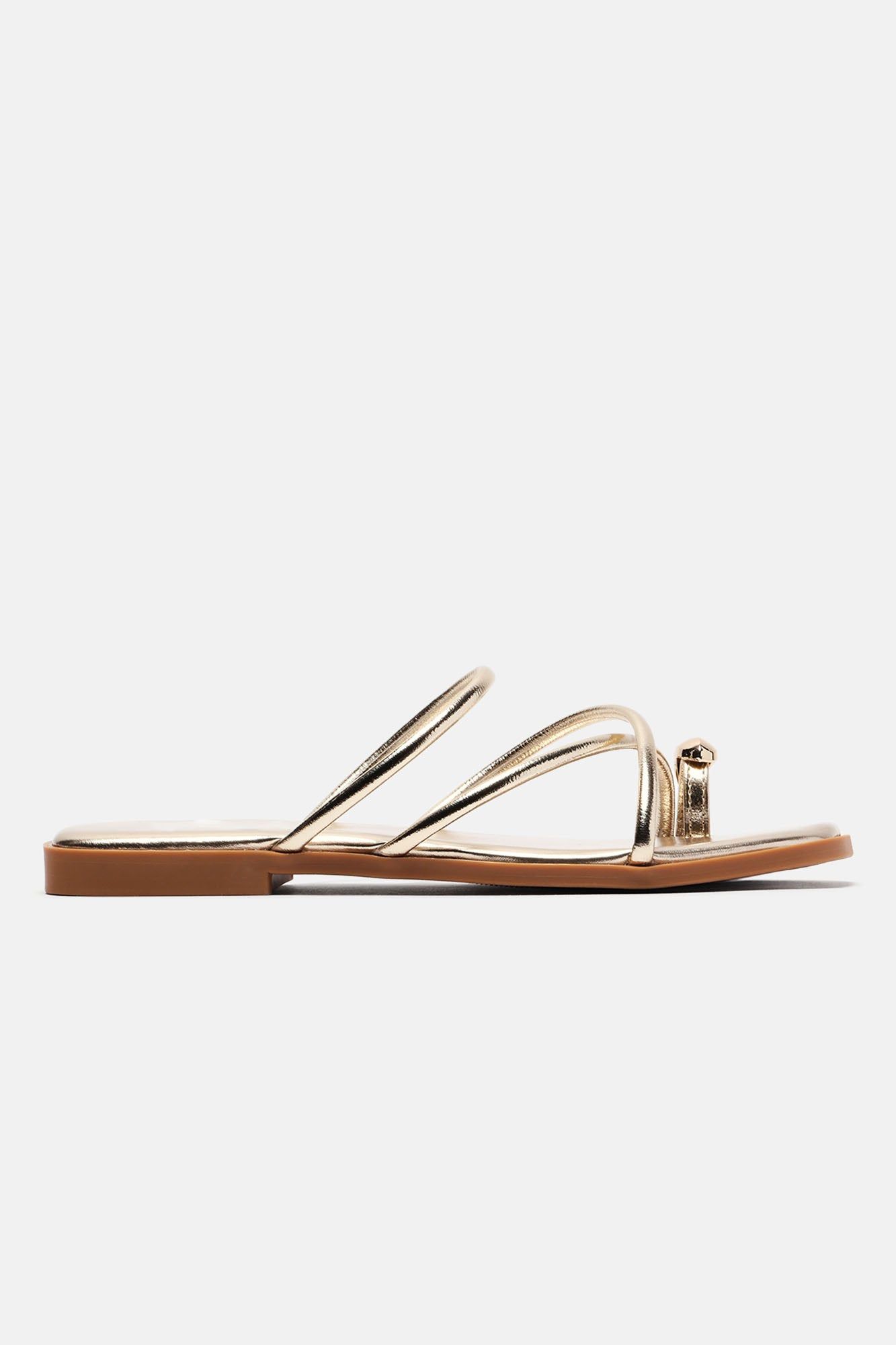 Libbie Flat Sandals - Gold sold by Fashion Nova