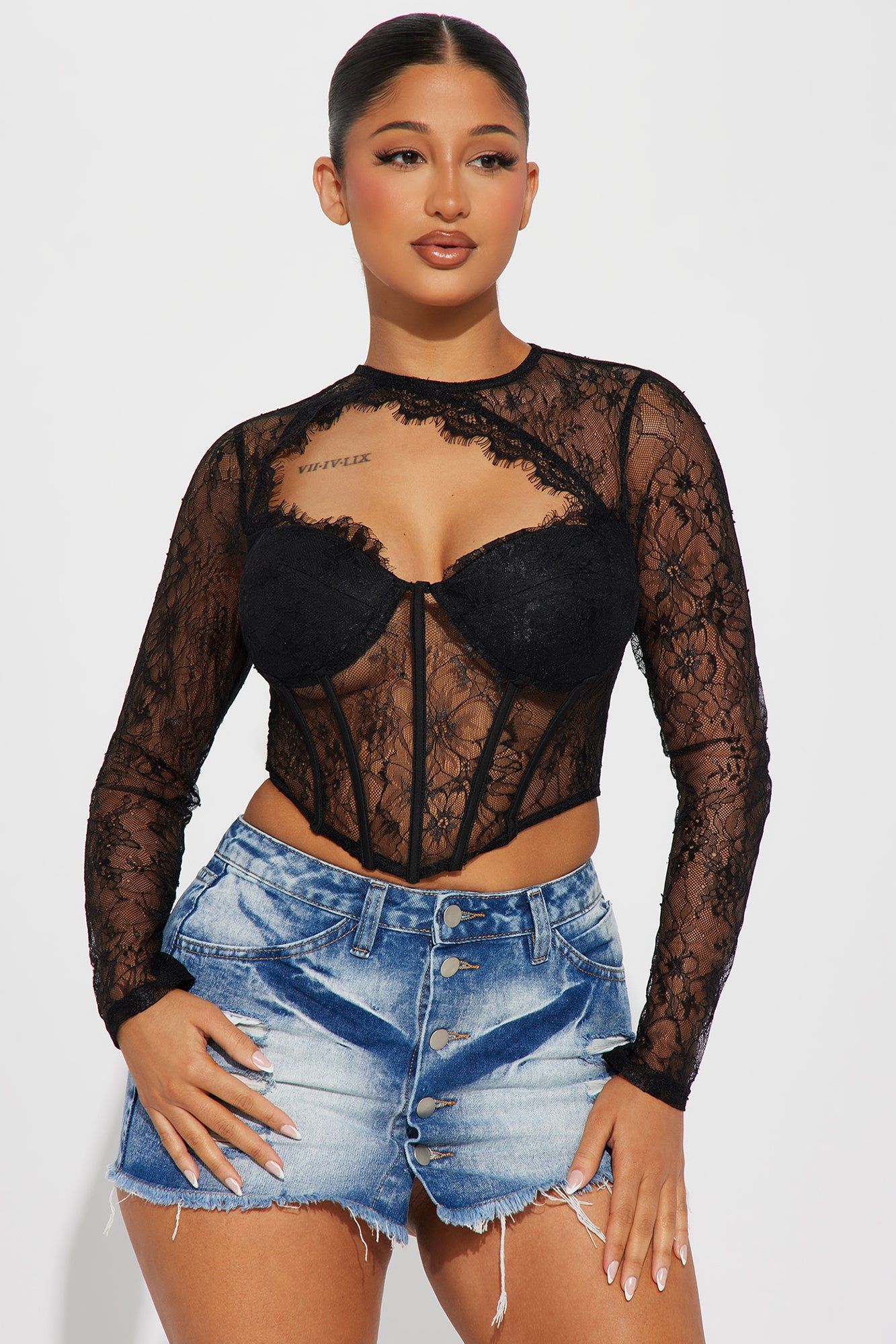 Lingering Feelings Lace Corset Top - Black sold by Fashion Nova