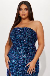 The One Sequin Maxi Dress - Blue/combo sold by Fashion Nova