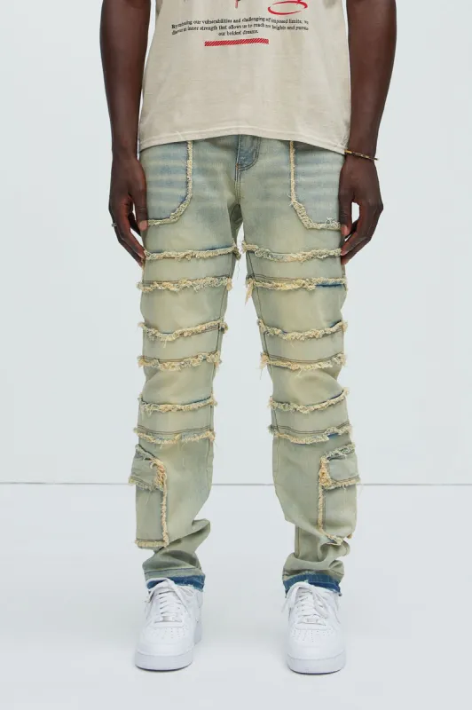 We Good Frayed Cargo Straight Jeans - Medium Wash sold by Fashion Nova