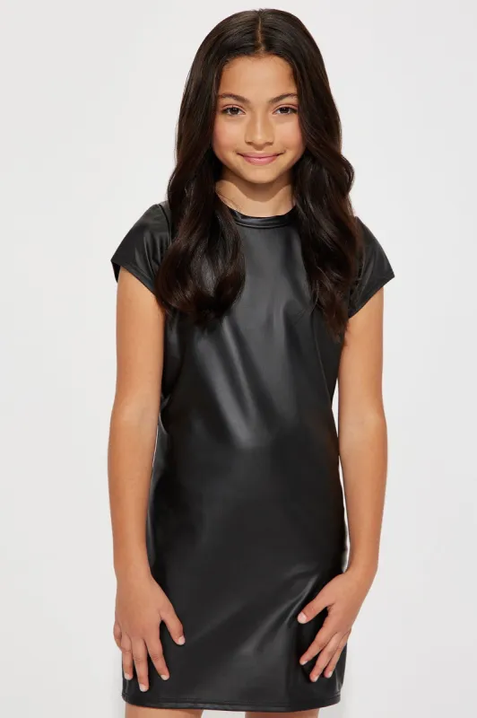 Mini Adela PU Mini Dress - Black sold by Fashion Nova