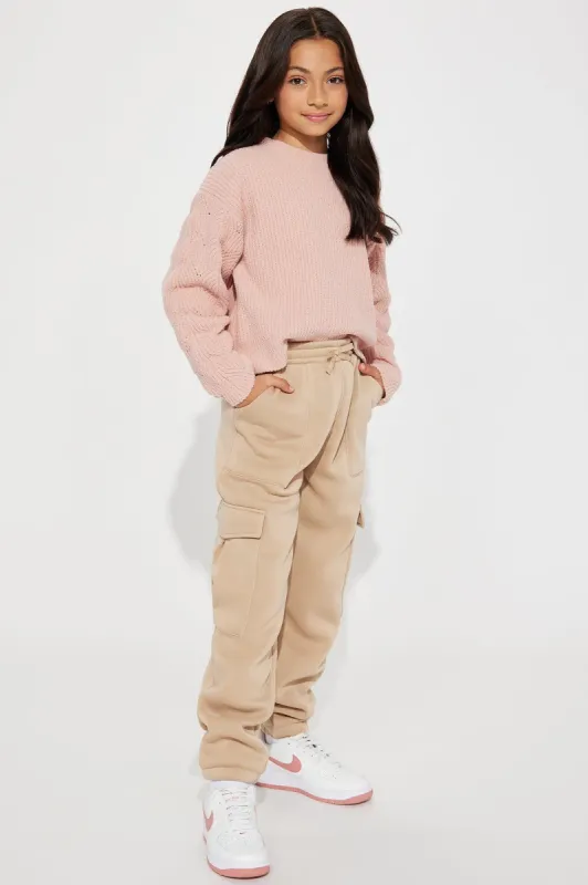Mini Tessa Fleece Lounge Jogger - Sand sold by Fashion Nova
