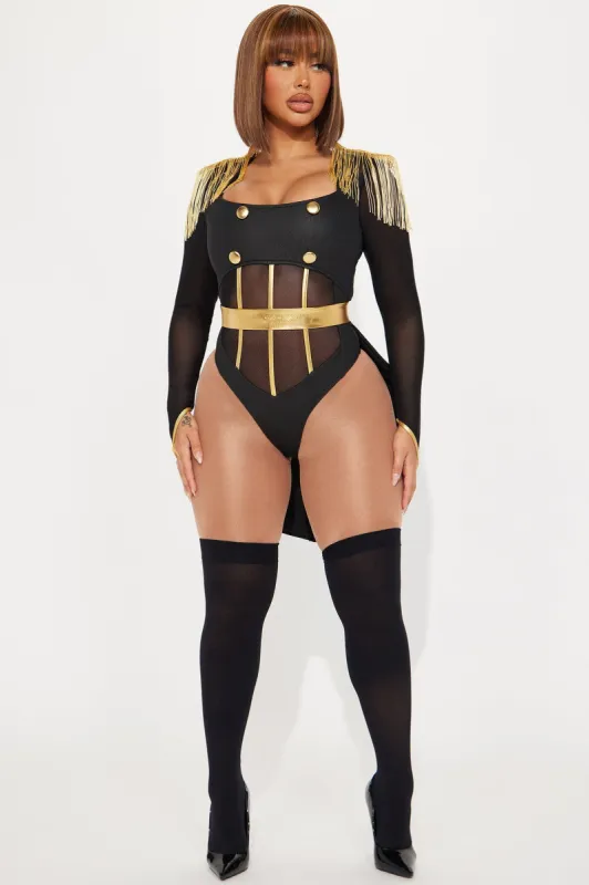 Follow The Ringleader 2 Piece Costume Set - Black/Gold sold by Fashion Nova