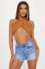 Ride It Faux Suede Halter Top - Brown sold by Fashion Nova