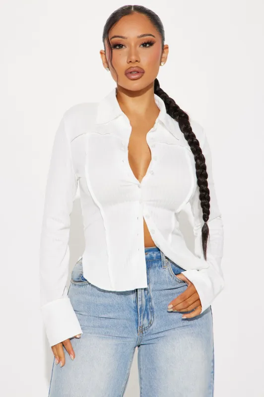 Catalina Island Button Up Top - White sold by Fashion Nova