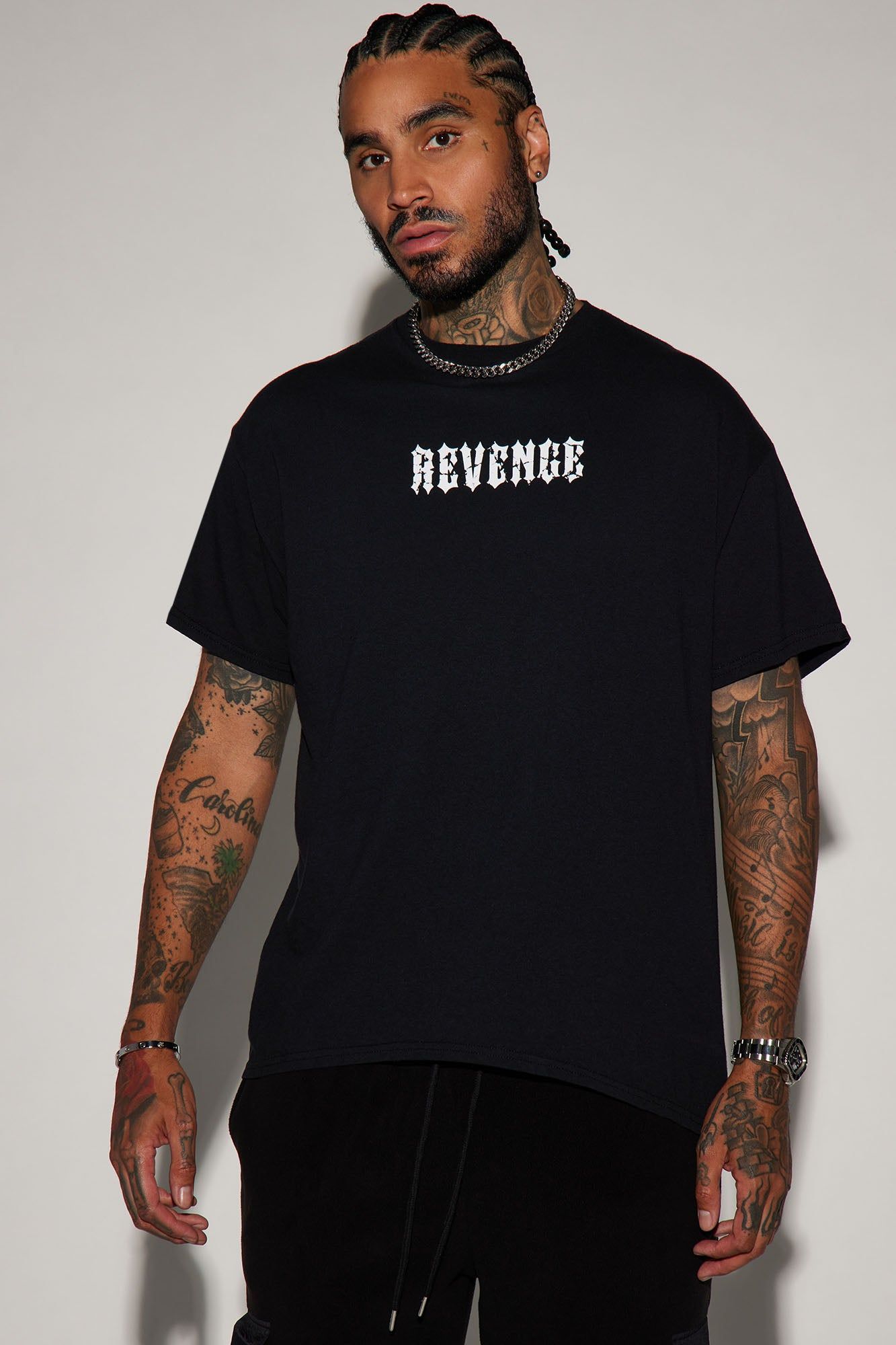 Revenge Lost Saint Short Sleeve Tee - Black sold by Fashion Nova