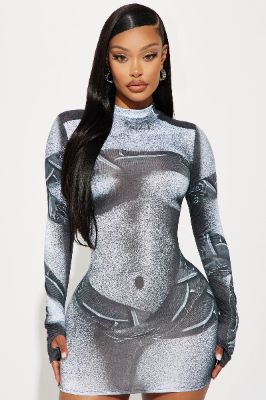 Trinity Body Heat Micro Mini Dress - Black/combo sold by Fashion Nova