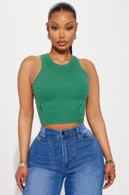 Emma Classic Ribbed Tee - Olive sold by Fashion Nova