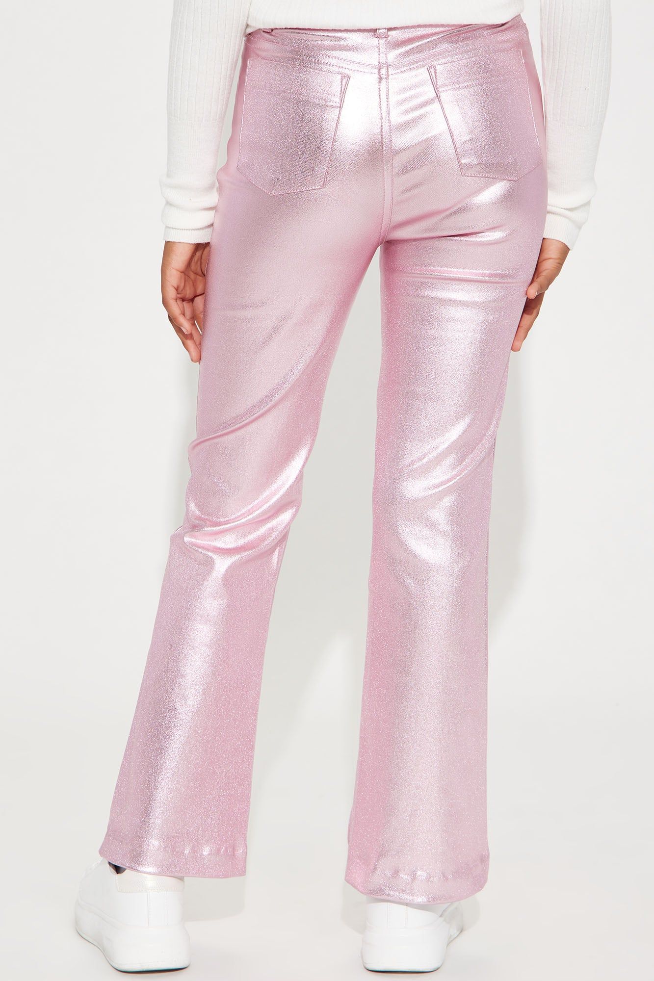 Mini Behind The Flash Metallic Flare Pant - Pink sold by Fashion Nova product image thumbnail 3