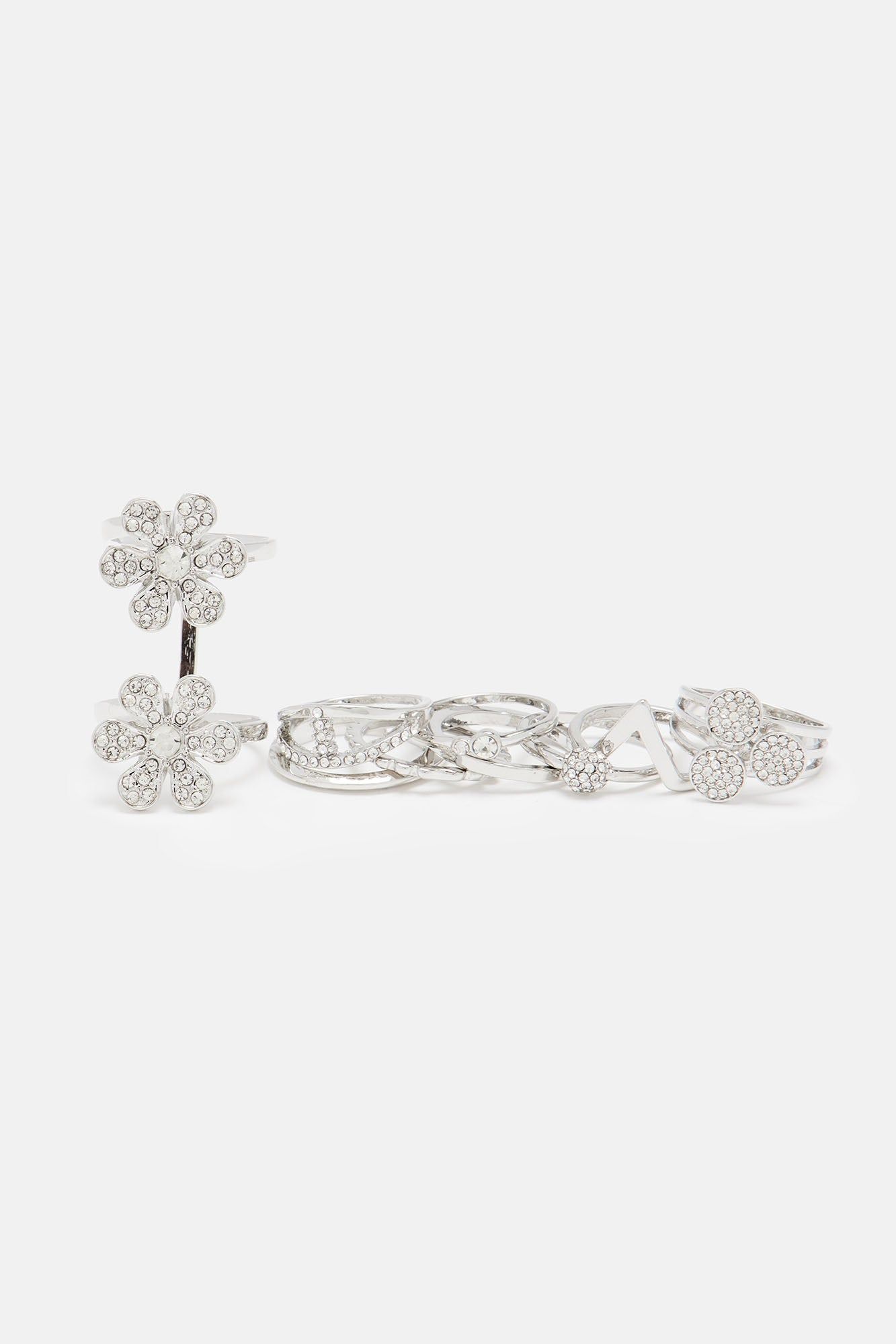 Stunning Flower 9 Piece Ring Set - Silver sold by Fashion Nova product image thumbnail 3