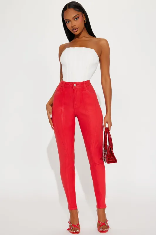 Limited Edition Coated Skinny Pant - Red sold by Fashion Nova