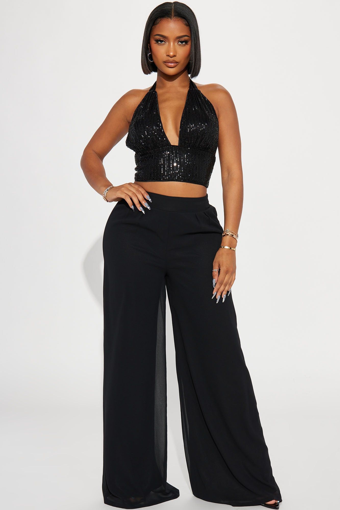 Illuminate Sequin Pant Set - Black sold by Fashion Nova