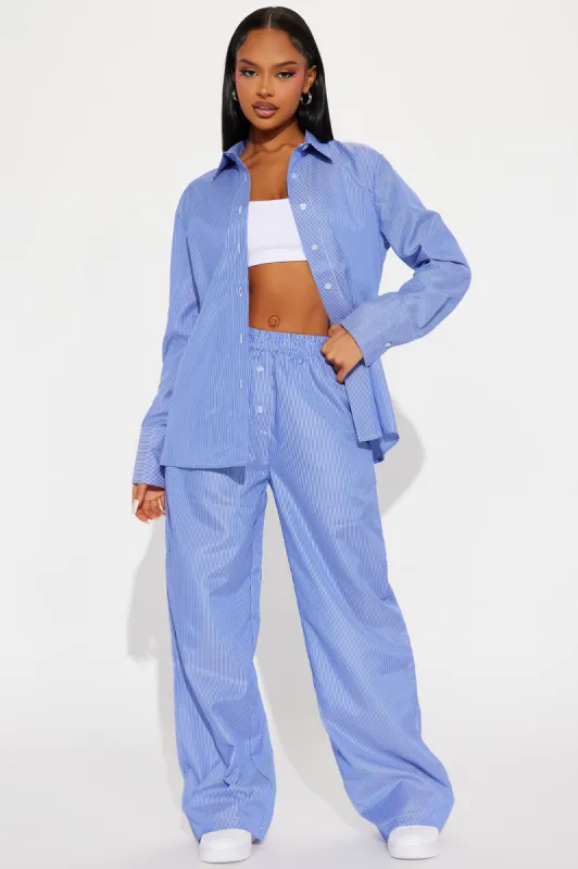 Hannah Striped Pant Set - Blue sold by Fashion Nova