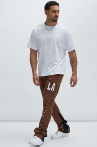 LA Scrap Art Sweatpant - Brown sold by Fashion Nova