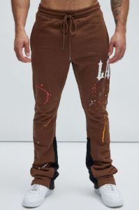 LA Scrap Art Sweatpant - Brown sold by Fashion Nova