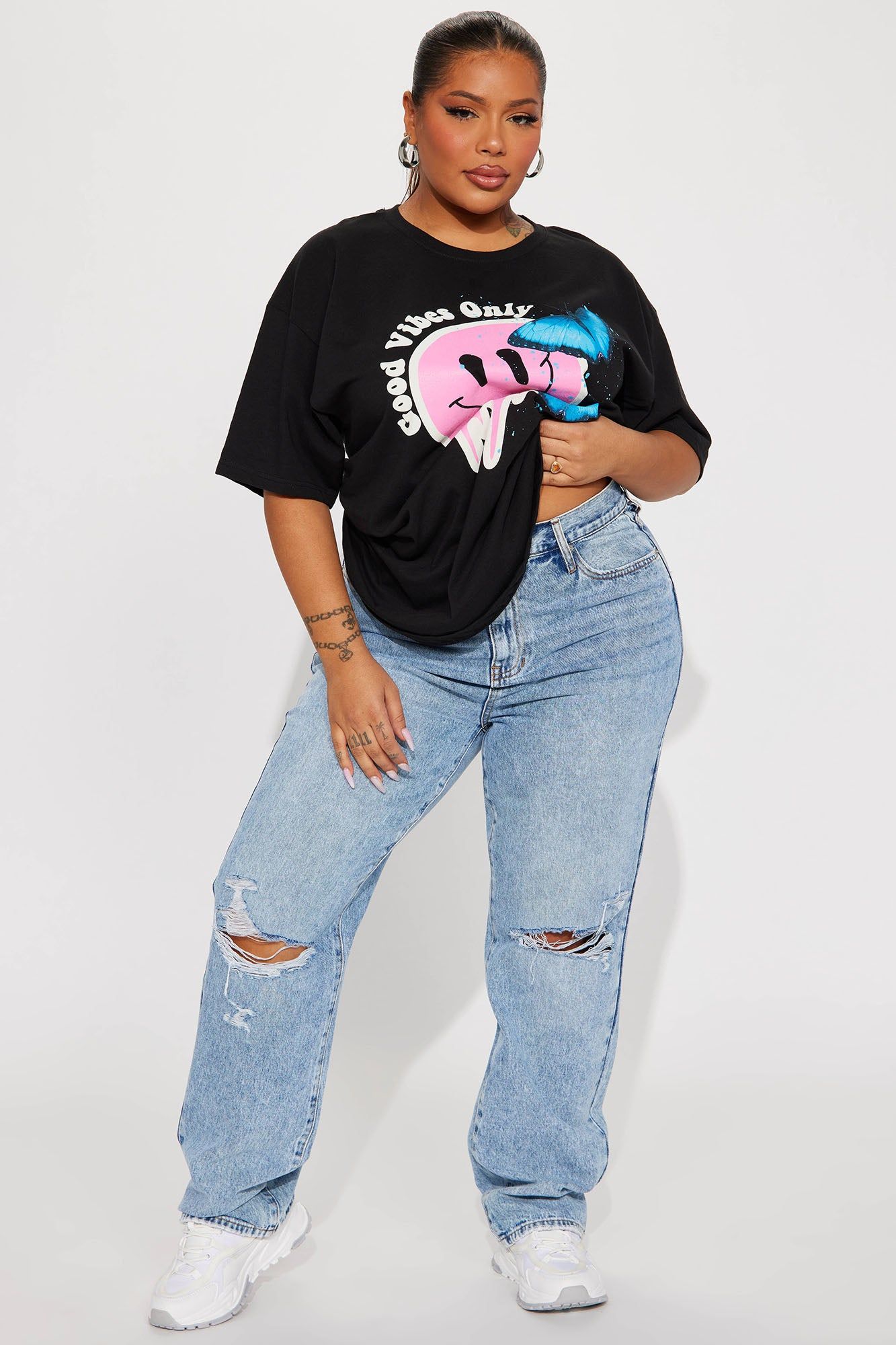 Good Vibes Smiley Tshirt - Black sold by Fashion Nova product image thumbnail 5