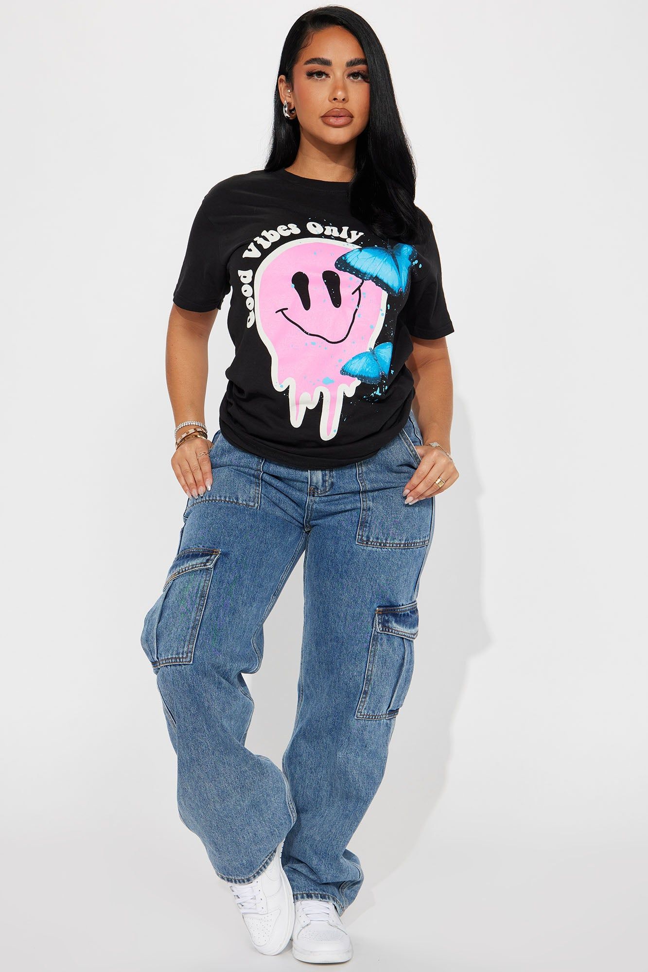 Good Vibes Smiley Tshirt - Black sold by Fashion Nova product image thumbnail 2