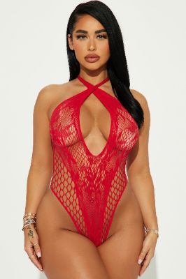 I Know What You Want Bodystocking Teddy - Red sold by Fashion Nova