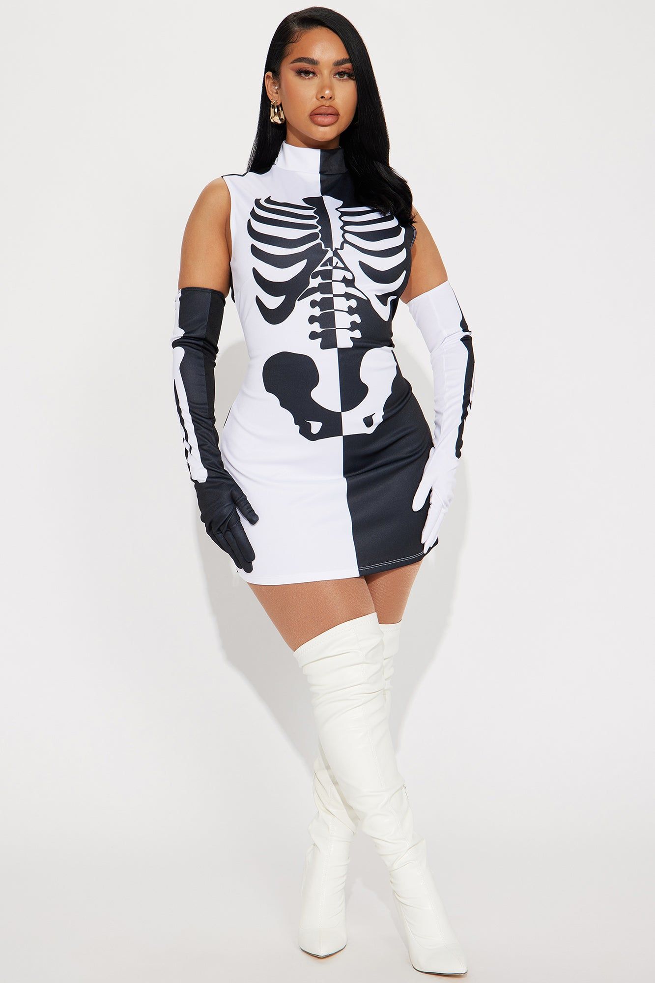 Sassy Skeleton Babe 2 Piece Costume Set - Black/White sold by Fashion Nova