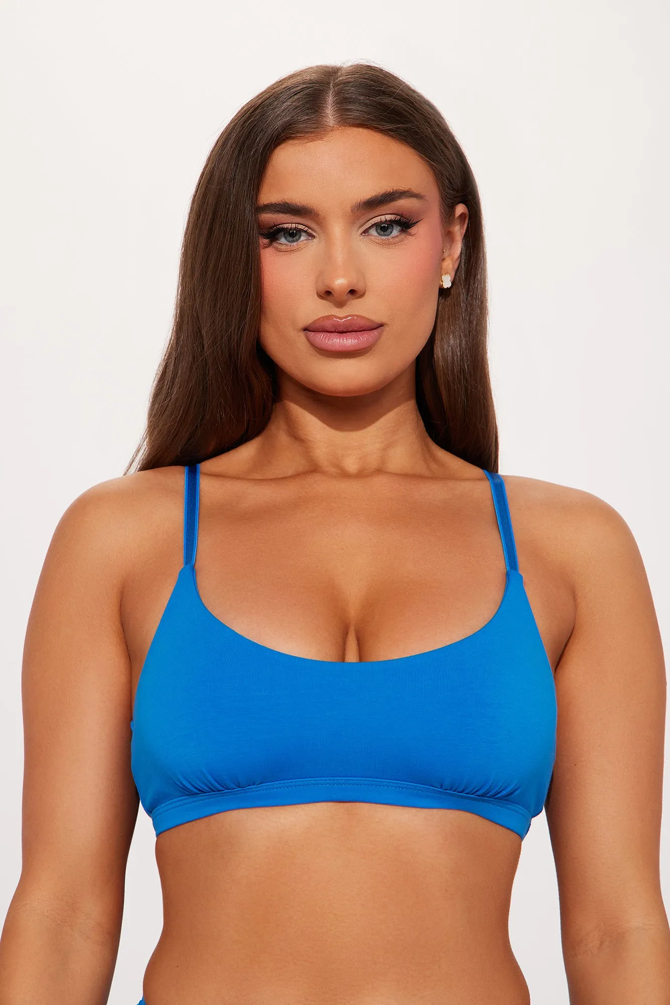 Nova Cotton Scoop Neck Bralette - Royal sold by Fashion Nova