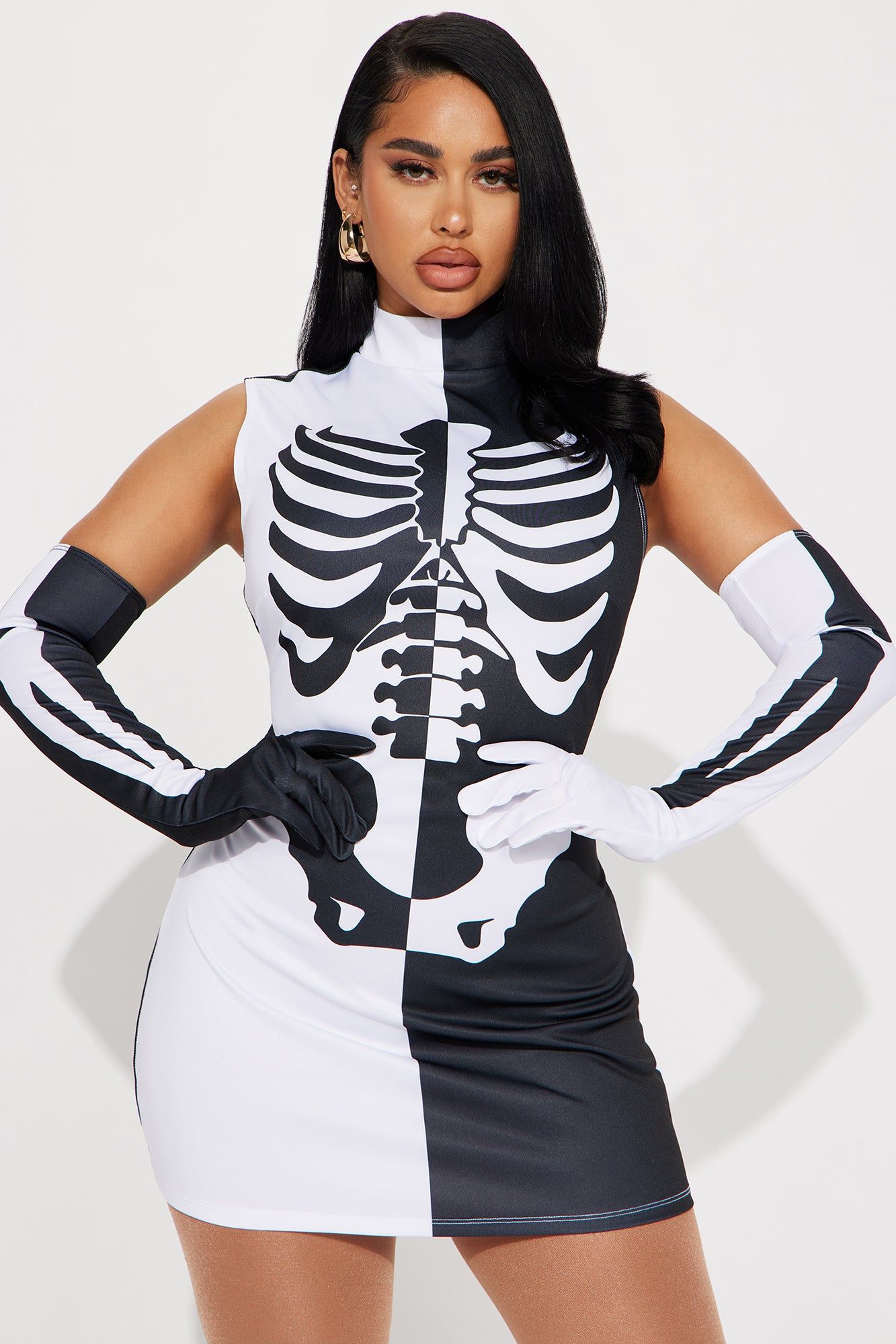 Sassy Skeleton Babe 2 Piece Costume Set - Black/White sold by Fashion Nova product image thumbnail 2