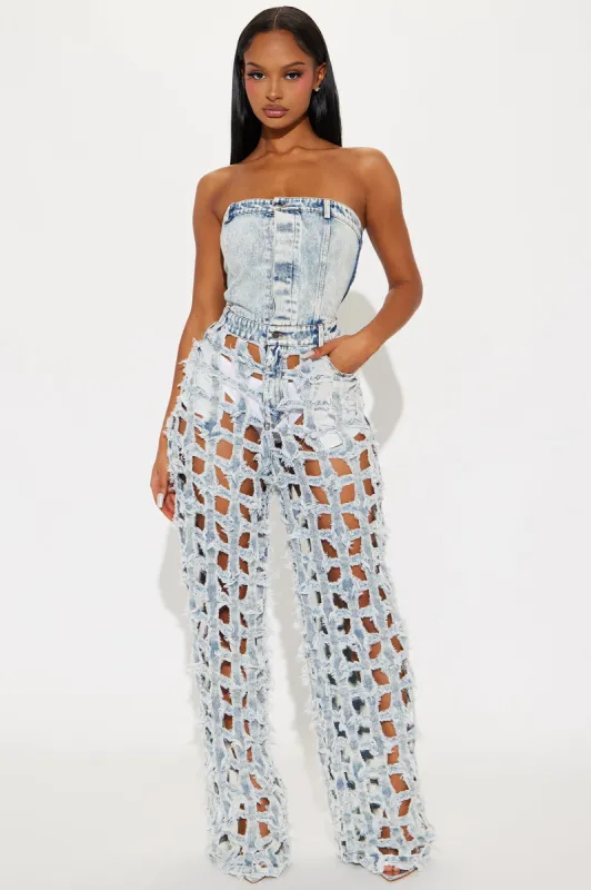 City Life Denim Jumpsuit - Light Wash sold by Fashion Nova
