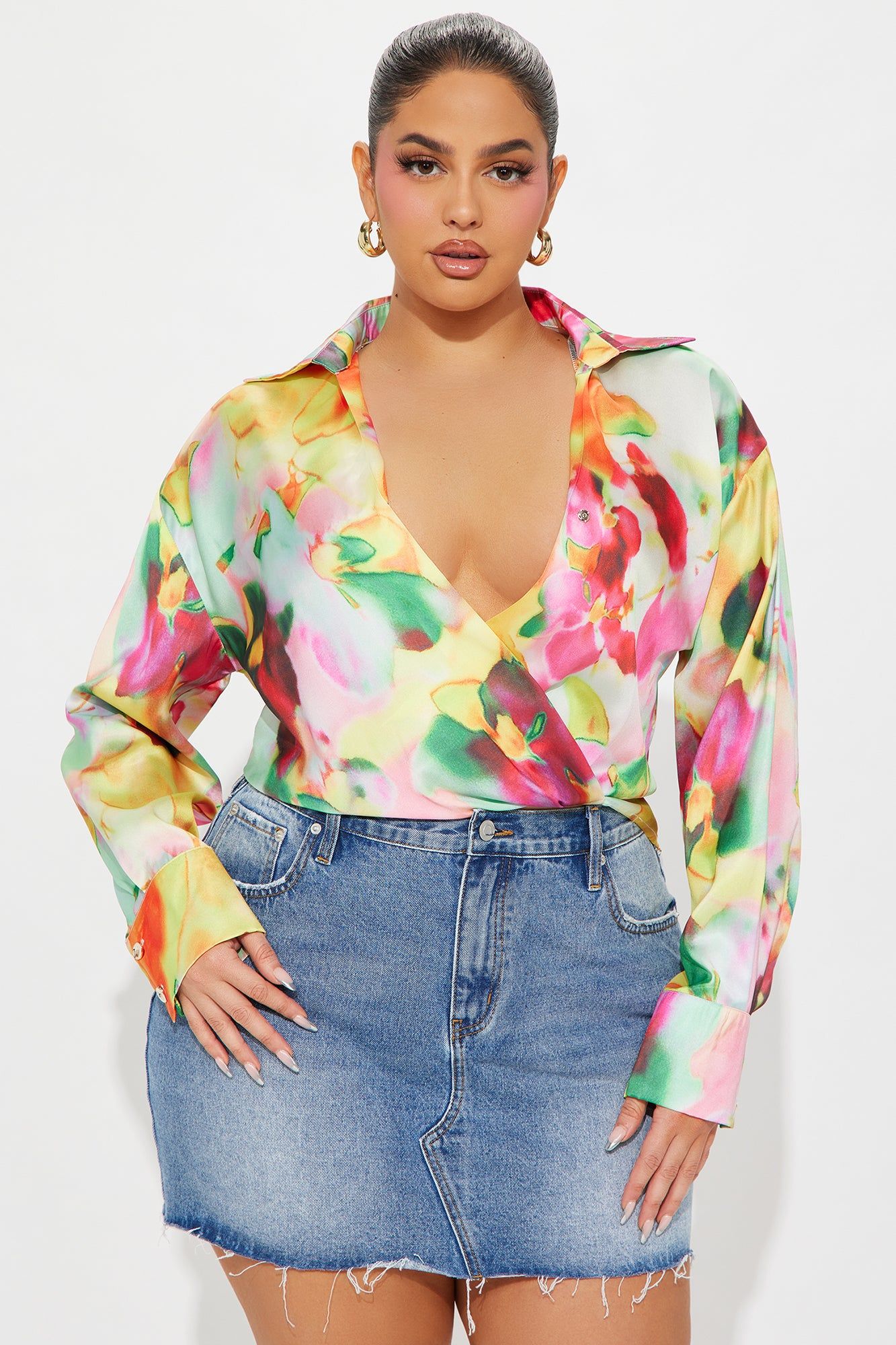 Eleanor Satin Blouse Top - Multi Color sold by Fashion Nova product image thumbnail 4
