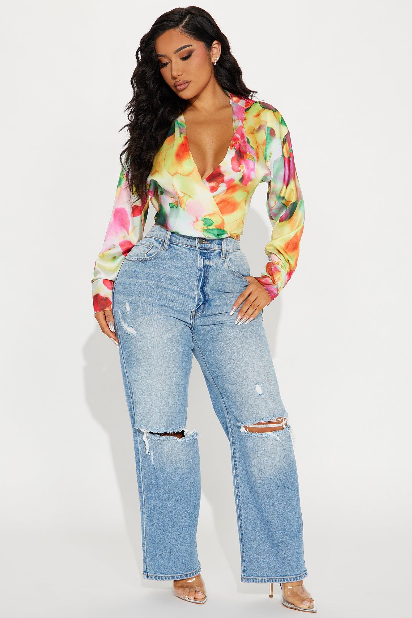 Eleanor Satin Blouse Top - Multi Color sold by Fashion Nova product image thumbnail 2