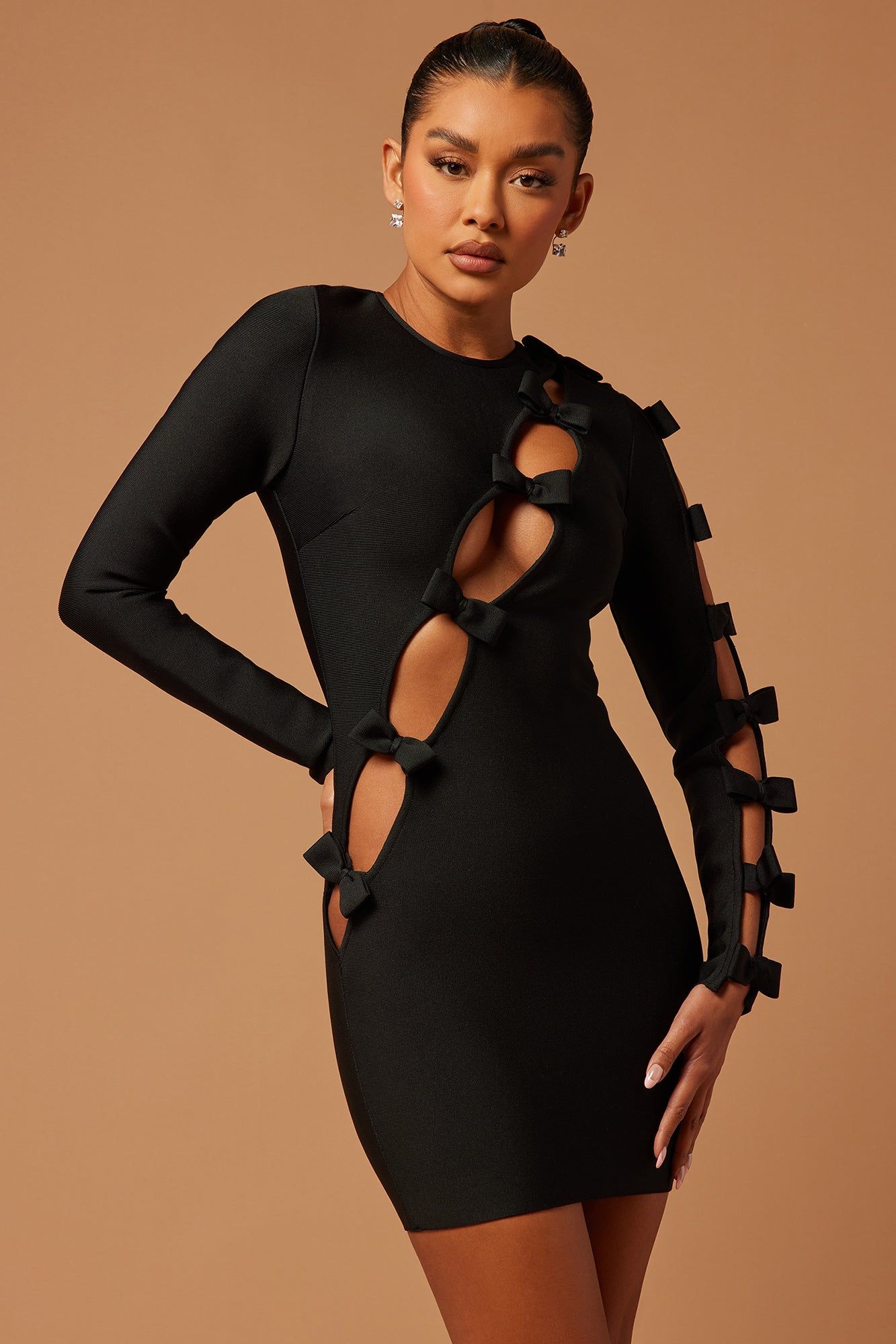 Lucille Bow Bandage Mini Dress - Black sold by Fashion Nova product image thumbnail 2