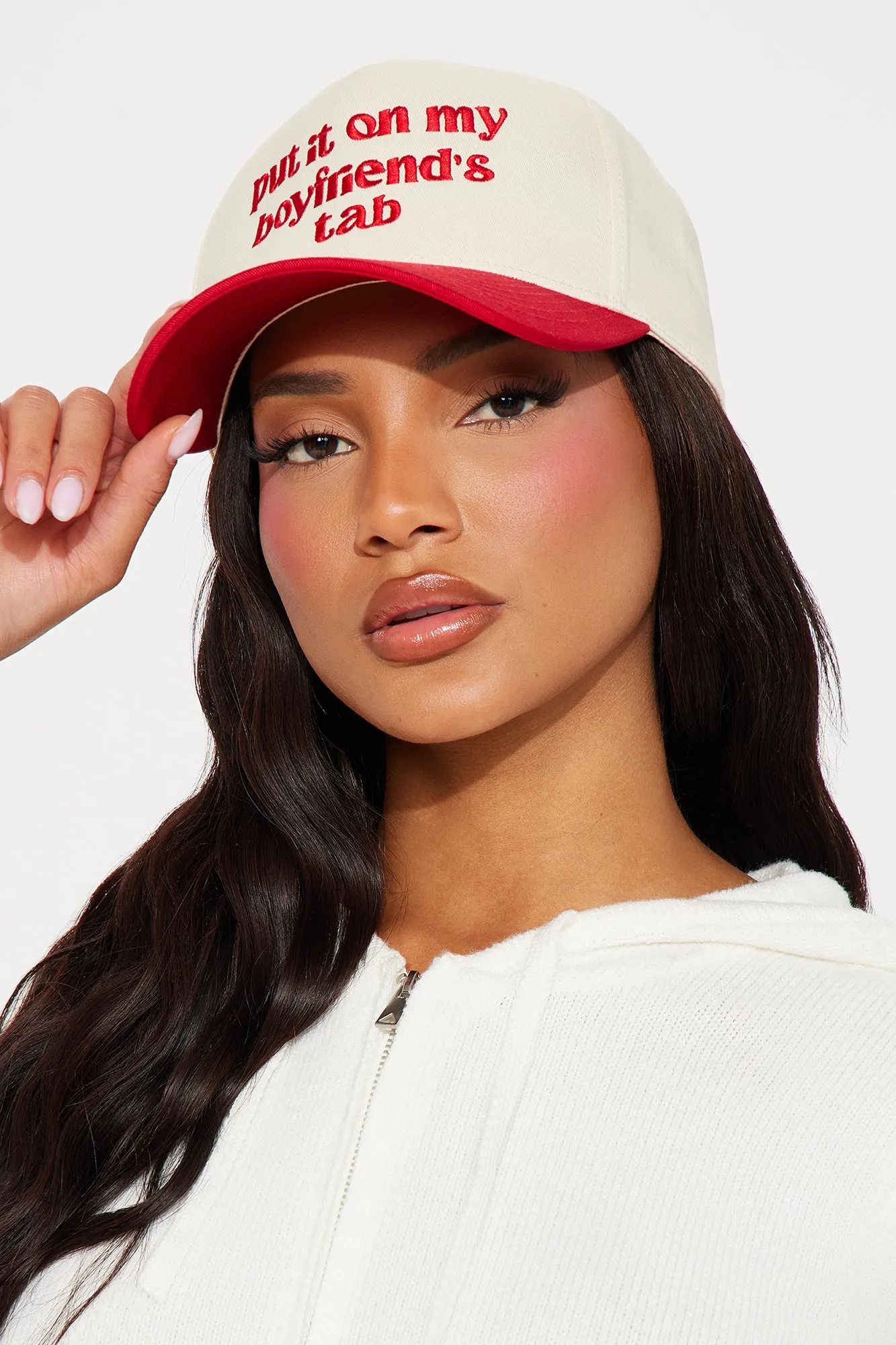 Put It On My Boyfriends Tab Hat - Red/combo sold by Fashion Nova product image thumbnail 2