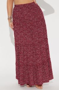 Caprina Floral Tiered Maxi Skirt - Red/combo sold by Fashion Nova