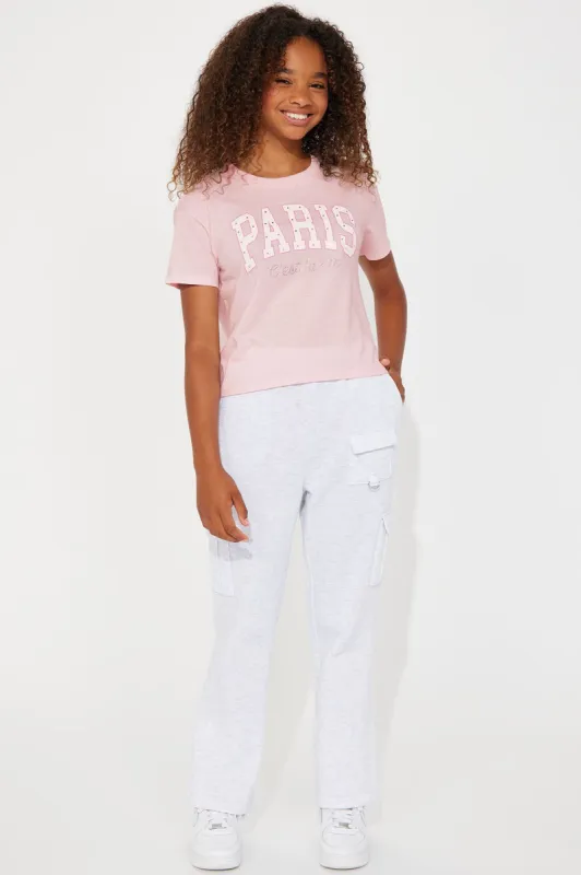 Mini Straight To Paris Fleece Pant Set  - Pink sold by Fashion Nova