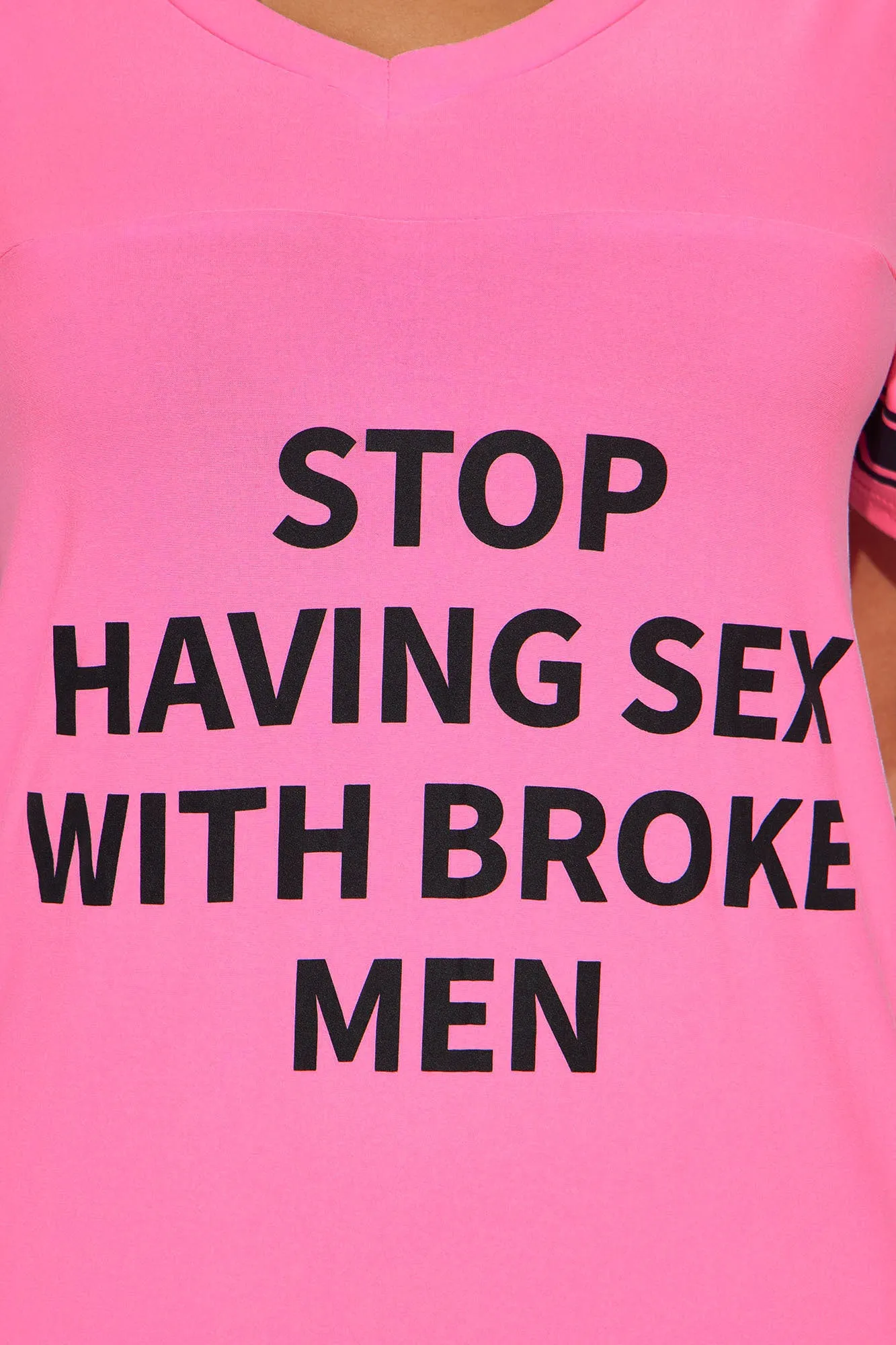 Not With Broke Men PJ Sleep Shirt - Pink sold by Fashion Nova product image thumbnail 2