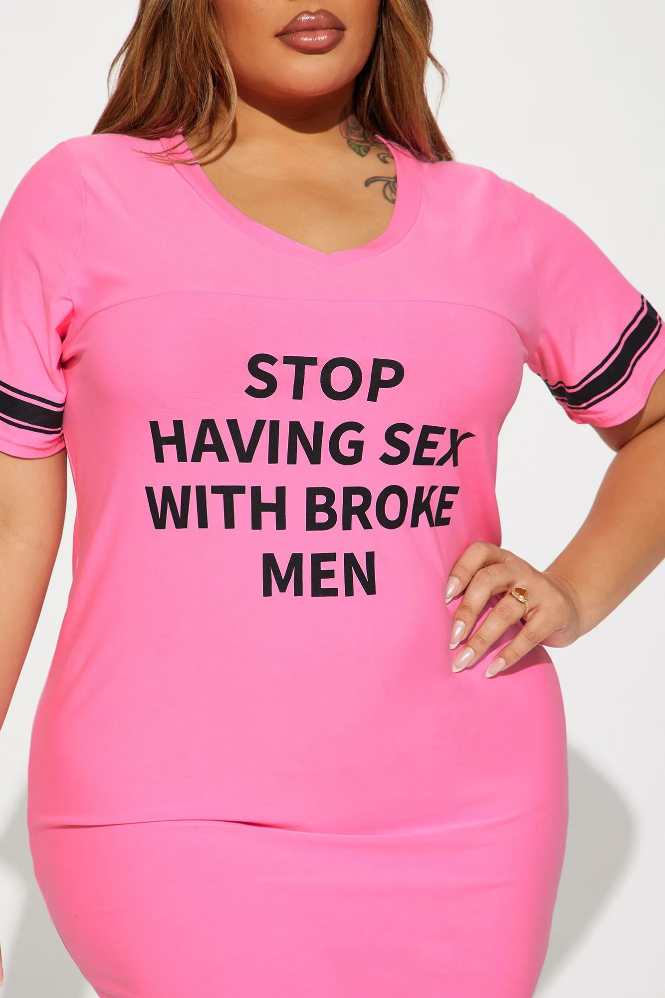 Not With Broke Men PJ Sleep Shirt - Pink sold by Fashion Nova product image thumbnail 5
