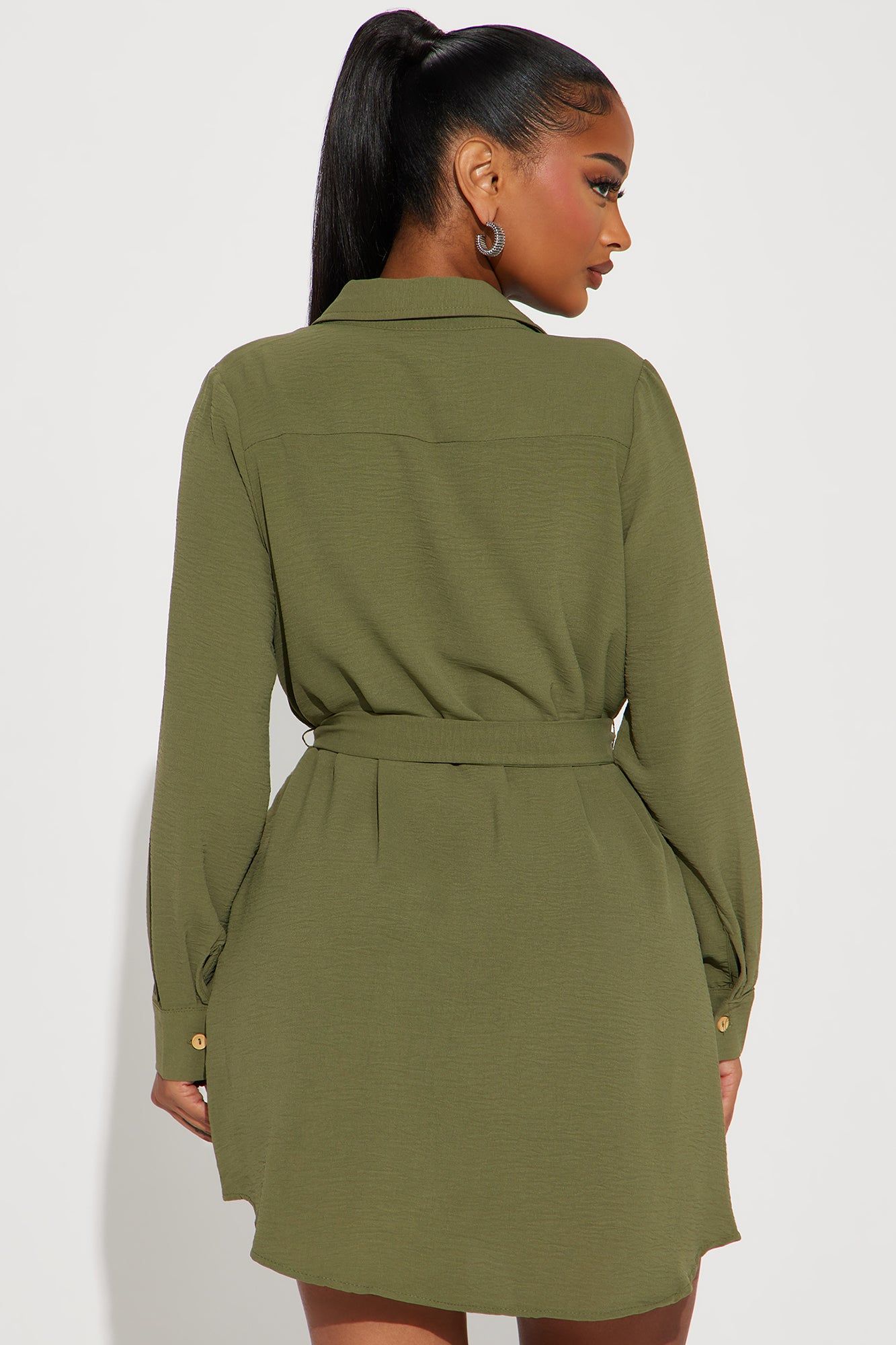 Eliana Mini Shirt Dress - Olive sold by Fashion Nova product image thumbnail 3