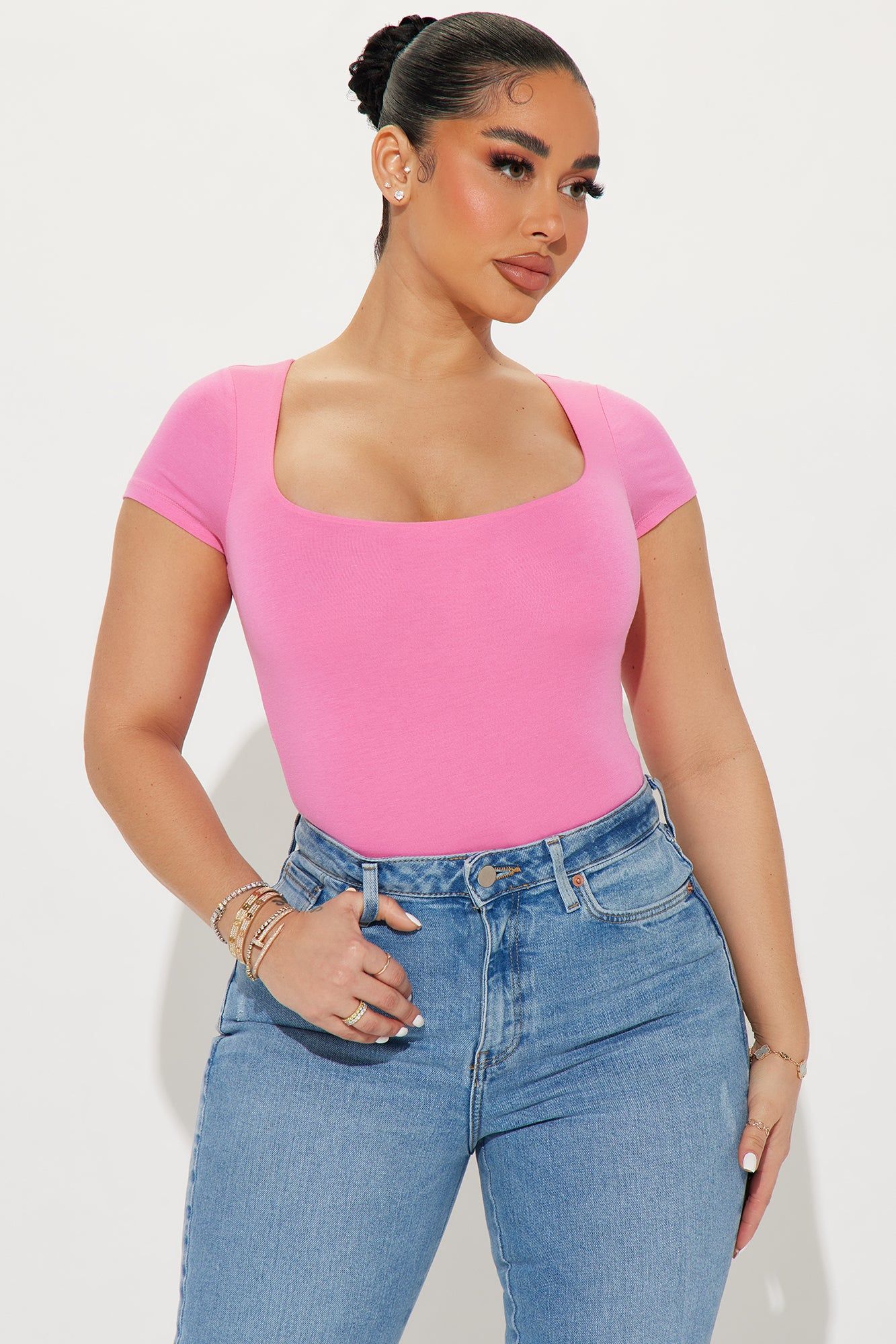 Devyn Double Layered Bodysuit - Pink sold by Fashion Nova product image thumbnail 3