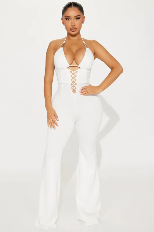Up In The Air Jumpsuit - White sold by Fashion Nova