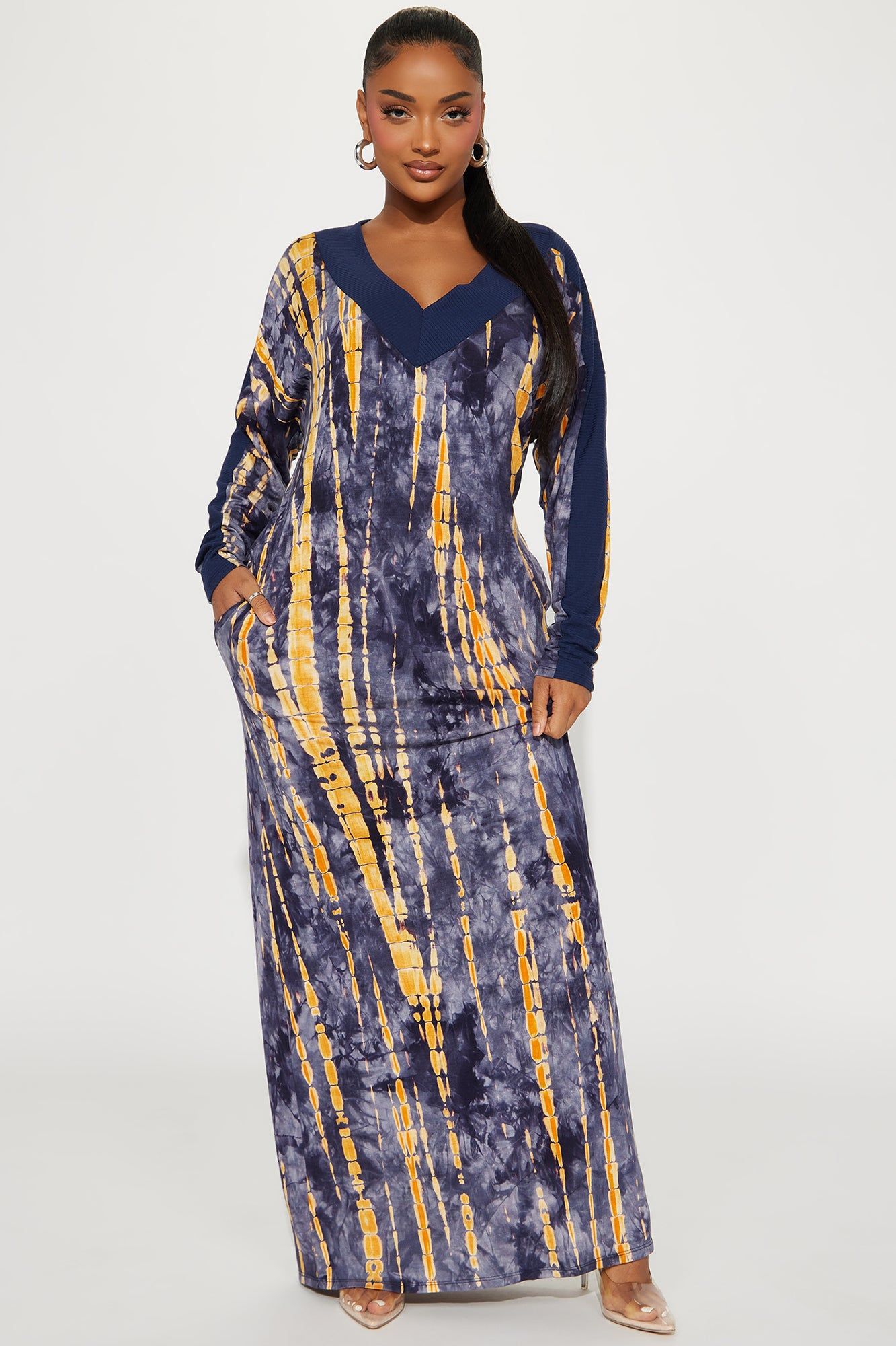 Abigail Tie Dye Maxi Dress - Navy sold by Fashion Nova