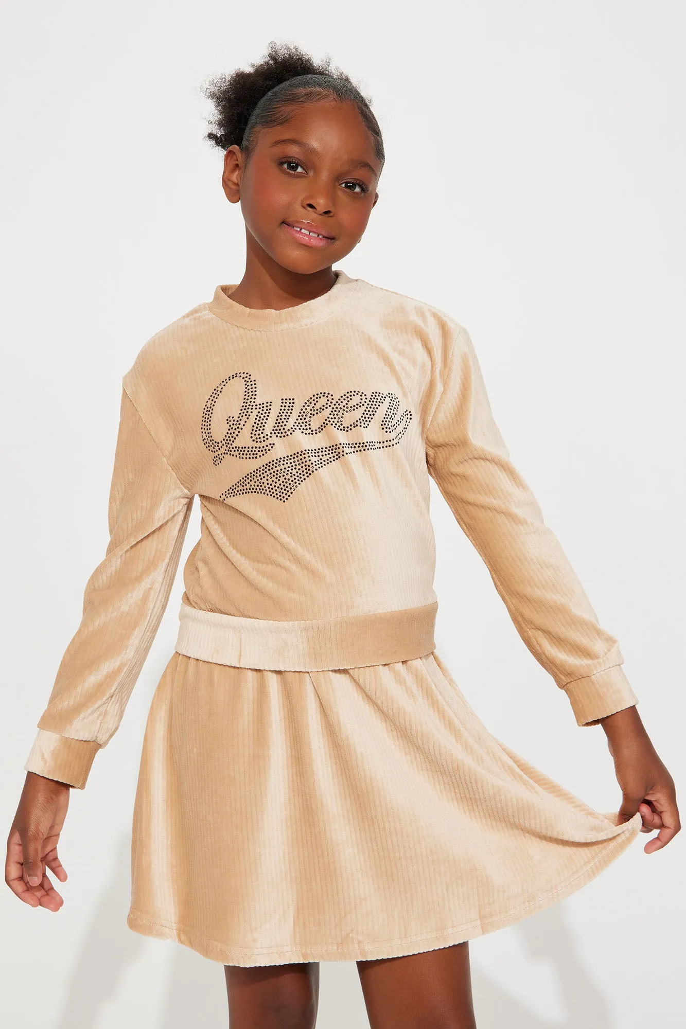 Mini Stay Up Queen Skirt Set - Khaki sold by Fashion Nova