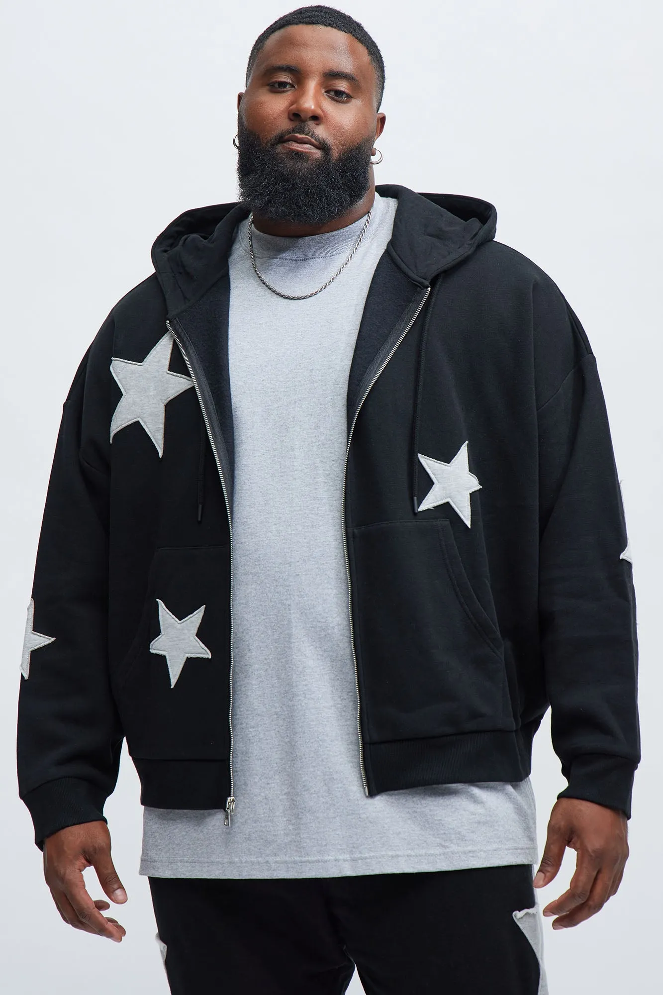 Tyson Stars Oversized Hoodie - Black sold by Fashion Nova