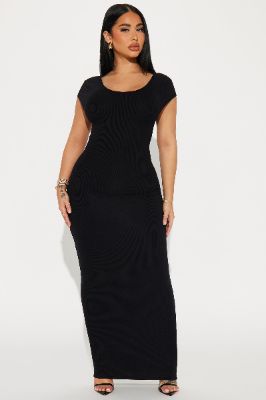 Dakota Ribbed Maxi Dress - Black sold by Fashion Nova