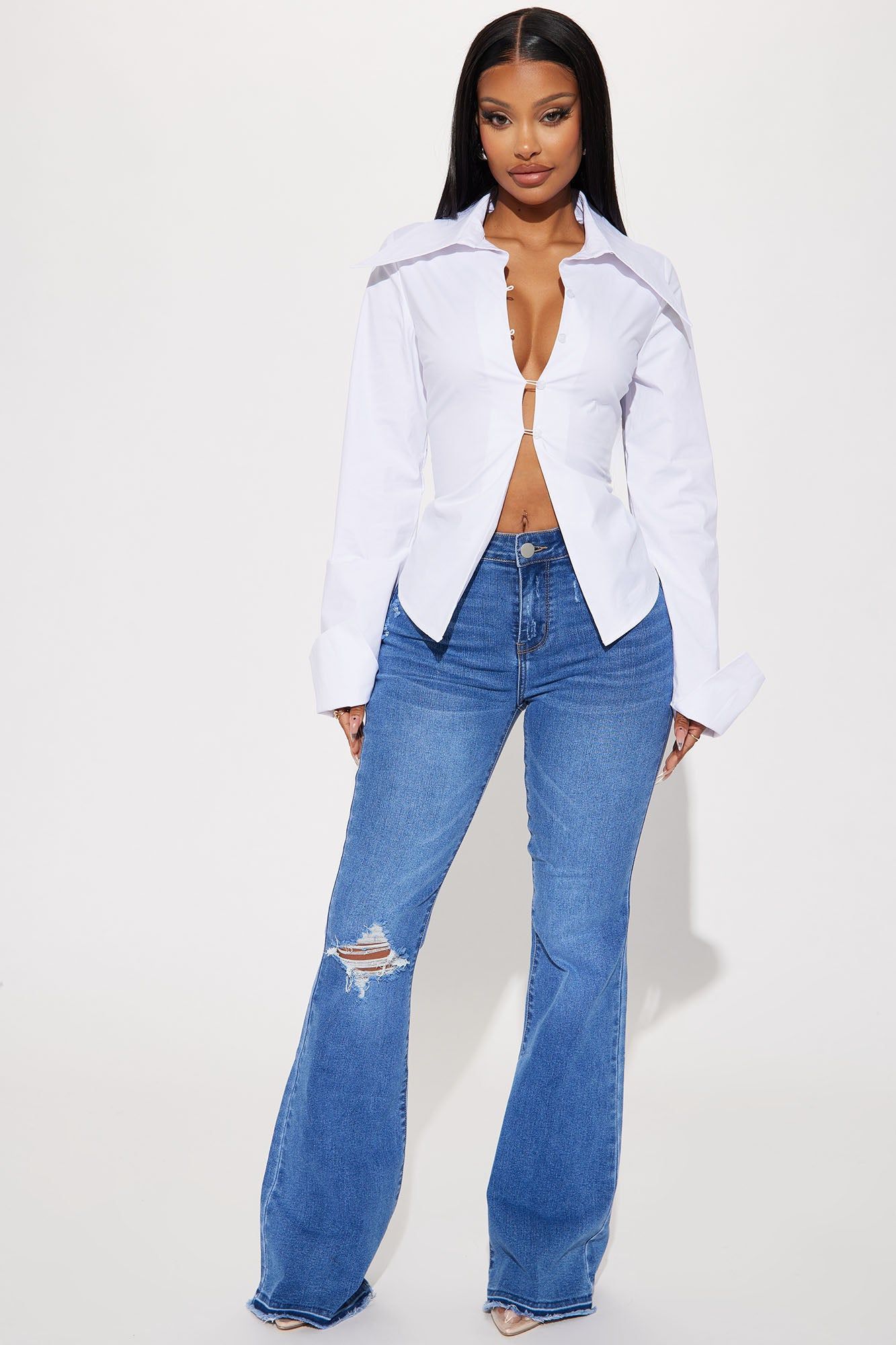 Anya Poplin Shirt - White sold by Fashion Nova product image thumbnail 2